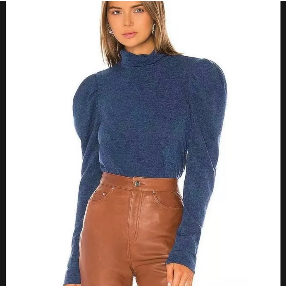 Petersyn Blue Amy  Long Sleeve Turtleneck Imperial Sweater, Size Small